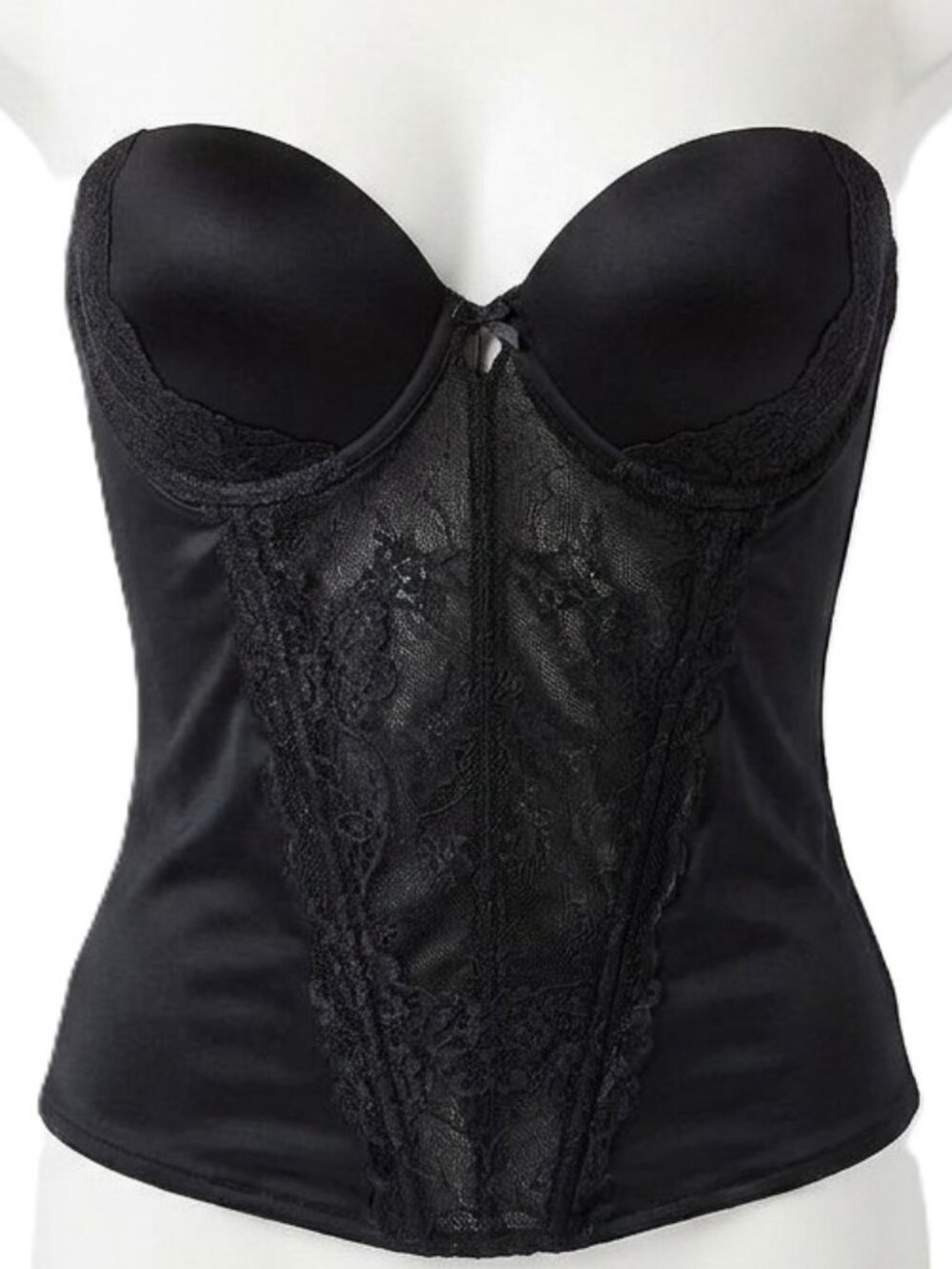 Jezebel Vintage Style Black Lace Strapless Bustier Bra 38B